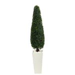 Nearly Natural T2196 63`` Boxwood Topiary Artificial Tree in Tall White Planter