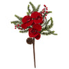Nearly Natural 2227-S6 16" Artificial Red Phalaenopsis Orchid & Berry Flower, Set of 6