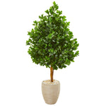 Nearly Natural 9374 59" Artificial Green Evergreen Tree in Sand Finished Planter