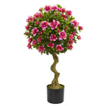 Nearly Natural 5505 3' Artificial Green & Pink Azalea Topiary Tree