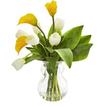 Nearly Natural Calla Lily & Tulips Artificial Arrangement in Decorative Vase