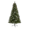 Nearly Natural 7` Snowed French Alps Mountain Pine Artificial Christmas Tree with 833 Bendable Branches and Pine Cones