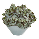 Nearly Natural 8417 11" Artificial Green Rex Begonia Plant in Green Vase