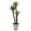 Nearly Natural 9971 63" Artificial Green Yucca Tree in Tin Bucket