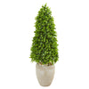 Nearly Natural 9395 3.5' Artificial Green Eucalyptus Topiary Tree in Sand Colored Planter (Indoor/Outdoor)