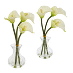 Nearly Natural Calla Lily Artificial Arrangement in Vase (Set of 2)