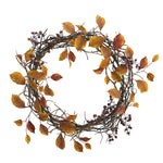 Nearly Natural 19`` Harvest Leaf, Berries  and Twig Artificial Wreath
