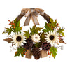 Nearly Natural W1250 20” Autumn Artificial Fall Wreath with Decorative Bow