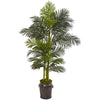 Nearly Natural 9768 7' Artificial Green Golden Cane Palm Tree in Decorative Planter
