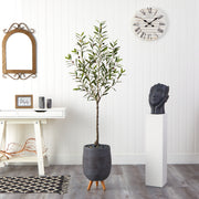 Nearly Natural T2554 70`` Olive Artificial Tree in Gray Planter with Stand