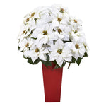 Nearly Natural A1242 32" Artificial White Poinsettia Arrangement in Red Vase