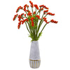 Nearly Natural 23`` Baby Breath Artificial Arrangement in Oval Vase with Gold Trimming
