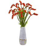 Nearly Natural 23`` Baby Breath Artificial Arrangement in Oval Vase with Gold Trimming