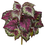 Nearly Natural 6146-S6 16" Artificial Green & Purple Wax Begonia Bush, Set of 6