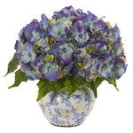 Nearly Natural Hydrangea Artificial Arrangement in Floral Design Vase