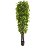 Nearly Natural 9145 7' Artificial Green Bamboo Tree with Black Trunks, UV Resistant (Indoor/Outdoor)