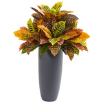 Nearly Natural 8682 30" Artificial Real Touch Garden Croton Plant in Gray Planter, Multicolor