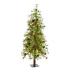 Nearly Natural 5` Wyoming Alpine Artificial Christmas Tree with 100 Clear (multifunction) LED Lights and Pine Cones on Natural Trunk