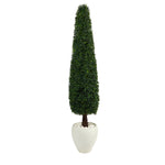 Nearly Natural T2199 63`` Boxwood Topiary Artificial Tree in White Planter