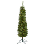 Nearly Natural 5` Green Pencil Artificial Christmas Tree with 100 Clear (Multifunction) LED Lights and 198 Bendable Branches