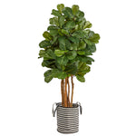 Nearly Natural T2952 5` Fiddle Leaf Artificial Tree in Natural Jute and Cotton Planters
