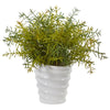 Nearly Natural 8814 13" Artificial Green Rosemary Plant in Decorative Swirl Planter