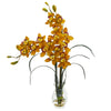 Nearly Natural Double Cymbidium Orchid in Vase Artificial Arrangement