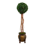 Nearly Natural T2228 63”English Single Ball Artificial Tree in Decorative Planter