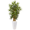 Nearly Natural 5820 4' Artificial Green Bamboo Tree in White Tower Planter