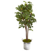 Nearly Natural 9685 4' Artificial Green Fig Tree in Vintage Metal Planter