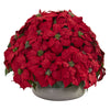 Nearly Natural 8196 24" Artificial Red Large Poinsettia Plant in Stone Planter