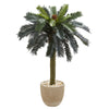 Nearly Natural 5620 3.5' Artificial Green Sago Palm Tree in Sandstone Planter