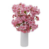 Nearly Natural 18`` Cherry Blossom Artificial Arrangement in White Vase