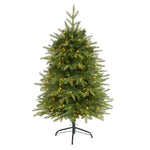 Nearly Natural 4` Vancouver Fir ``Natural Look`` Artificial Christmas Tree with 250 Clear LED Lights and 814 Bendable Branches