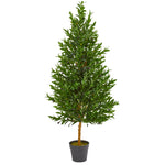 Nearly Natural 9104 4.5' Artificial Green Olive Cone Topiary Tree in Black Planter, UV Resistant (Indoor/Outdoor)