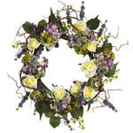 Nearly Natural 24`` Hydrangea Rose Wreath