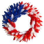 Nearly Natural W1171 18`` Red, White and Blue ``Americana`` Wreath with 20 Lights