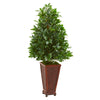 Nearly Natural 9360 4' Artificial Green Bay Leaf Topiary Tree in Decorative Planter