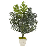 Nearly Natural 9845 4.5' Artificial Green Paradise Palm Tree in Country White Planter