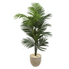 Nearly Natural T1220 62" Artificial Green Kentia Palm Tree in Sandstone Planter