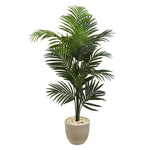 Nearly Natural T1220 62" Artificial Green Kentia Palm Tree in Sandstone Planter