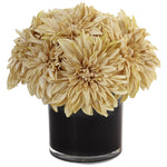 Nearly Natural Dahlia Mum in Black Glossy Cylinder