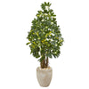 Nearly Natural 9331 4.5' Artificial Green Schefflera Tree in Sand Colored Planter