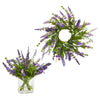 Nearly Natural 4328-S2 12" Artificial Green & Purple Lavender Arrangement & 14" Lavender Wreath, Set of 2