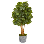 Nearly Natural 9838 50`` Fiddle Leaf Fig Artificial Tree in Tin Planter Black