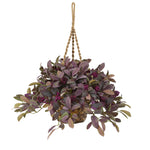 Nearly Natural P1068 28" Artificial Purple Fall Laurel Leaf with Berries Plant in Hanging Basket