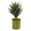 Nearly Natural 8112 2' Artificial Green Agave Plant in Metal Planter