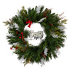 Nearly Natural W1277 24`` Holiday Winter Owl Berry Christmas Artificial Wreath