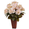 Nearly Natural Hydrangea in Bamboo Planter