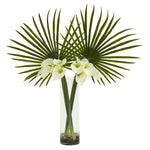 Nearly Natural Fan Palm and Calla Lily Artificial Arrangement